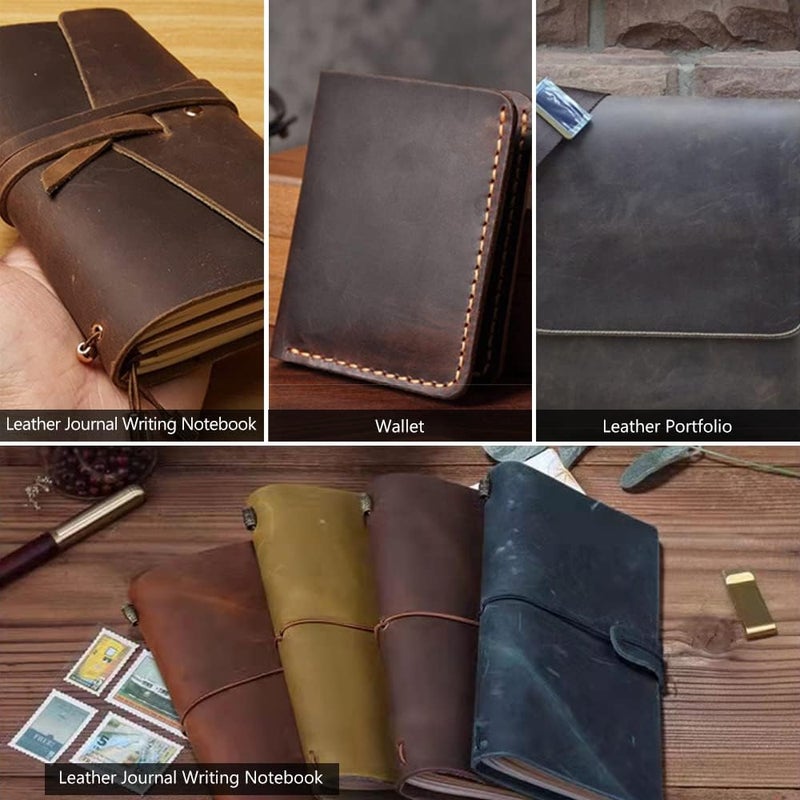 TeeLiy Genuine Leather Tooling Sheets 1.8-2.0MM Thick Full Grain Oil Tan Crazy Horse Cowhide Tooling Leather Sheets for Crafts Tooling Sewing Wallet Earring Hobby (Brown, 6"x12") - Image 5